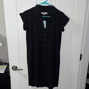 LOFT Black Short Sleeve Dress